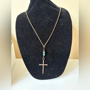 Vintage Brass Cross Necklace